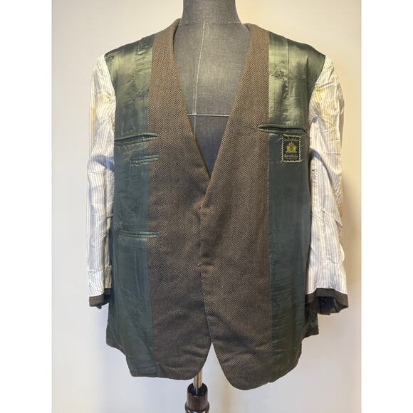 Oxxford Clothes Men's Cashmere Suit Jacket Sport Coat Brown Herringbone Sz 43 JL - Picture 9 of 16